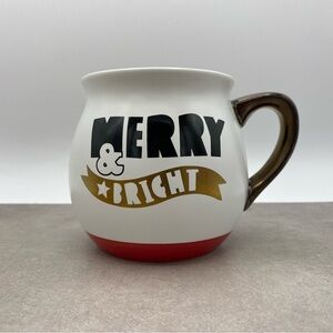 Threshold Merry And Bright Mug Coffee Cup White Gold 3 Inch Christmas Decor Gift